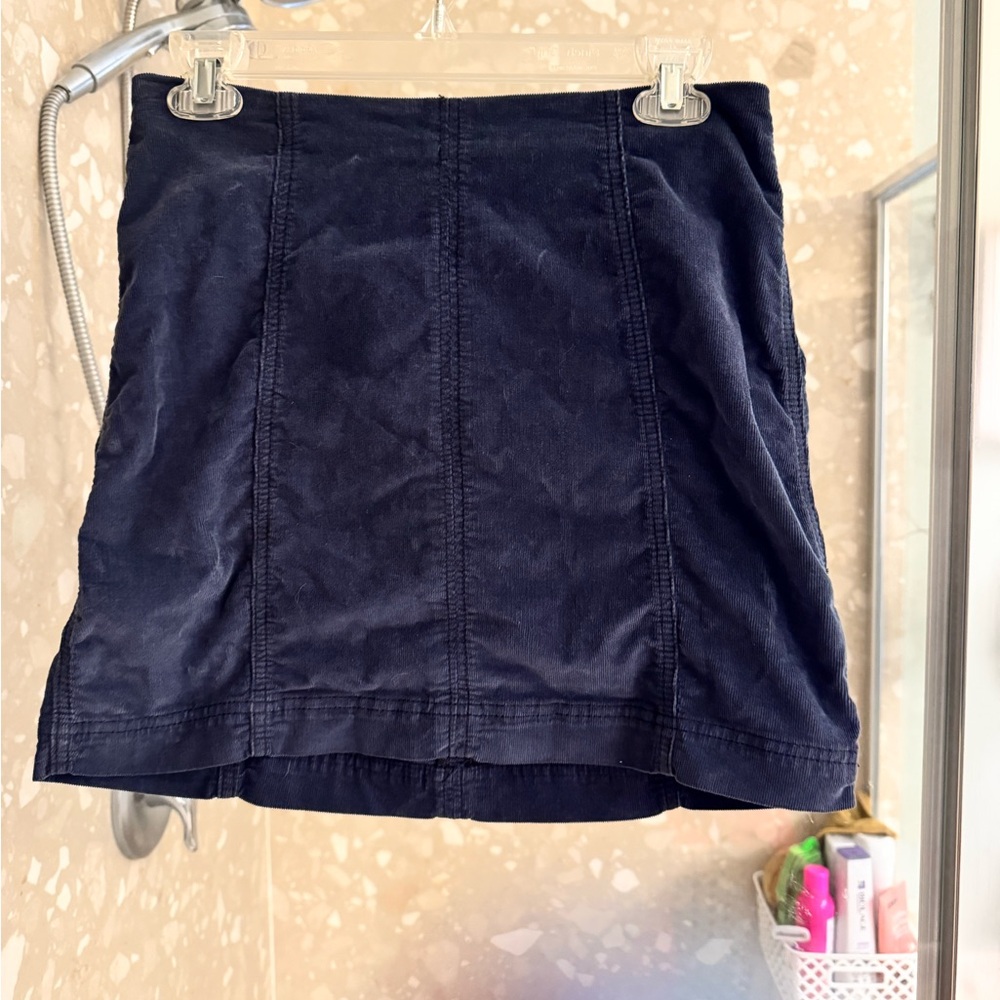 Free People Blue Mini Corduroy Skirt